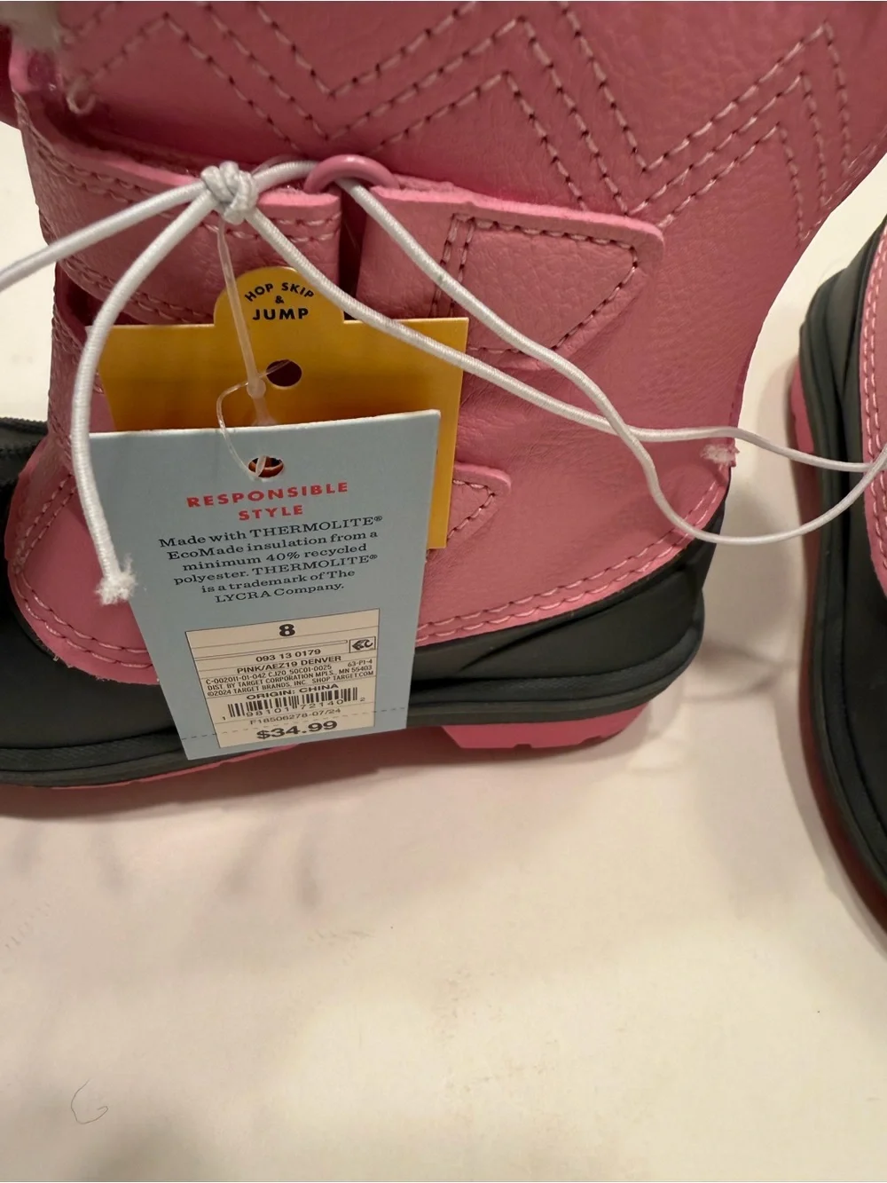 Cat & Jack Pink Winter Boots Waterproof, Size 8 Toddler Girl